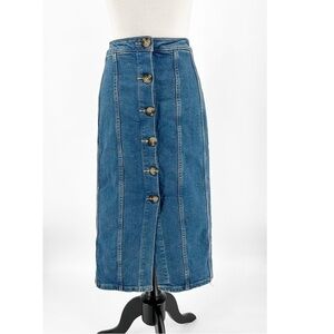 Anthropologie Pilcro & the letterpress Button Front Denim Pencil Midi